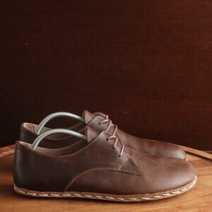 Atlantis Grounding Oxfords Men SZ 10.5 Brown Lion Leather Barefoot Handmade Shoe